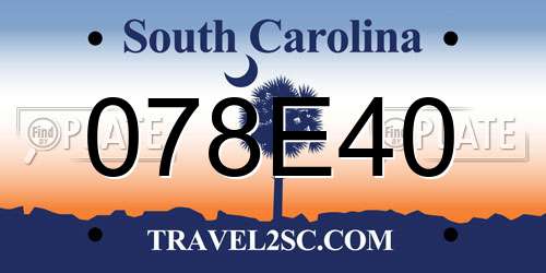 078E40 South Carolina License Plate