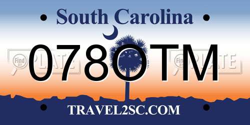 078OTM South Carolina License Plate