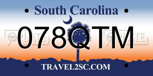 078QTM South Carolina License Plate