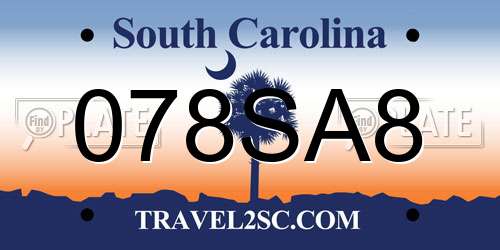 078SA8 South Carolina License Plate