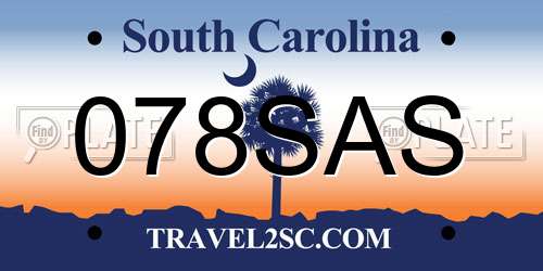 078SAS South Carolina License Plate