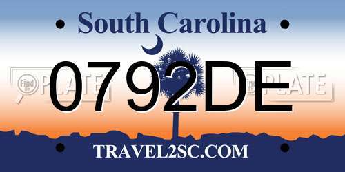 0792DE South Carolina License Plate