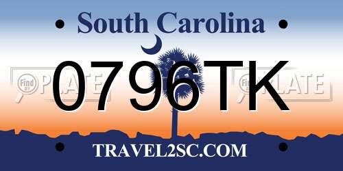 0796TK South Carolina License Plate