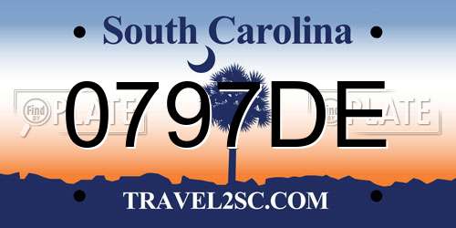 0797DE South Carolina License Plate