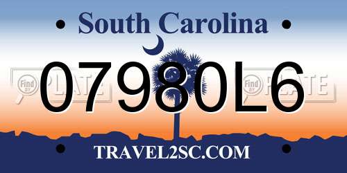 07980L6 South Carolina License Plate