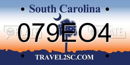 079EO4 South Carolina License Plate