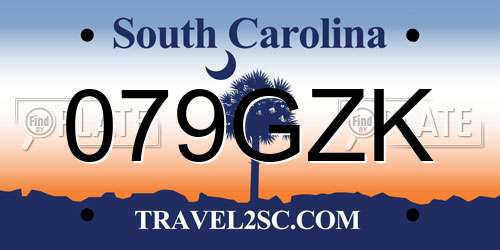 079GZK South Carolina License Plate