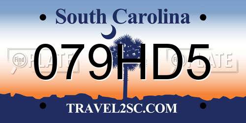 079HD5 South Carolina License Plate
