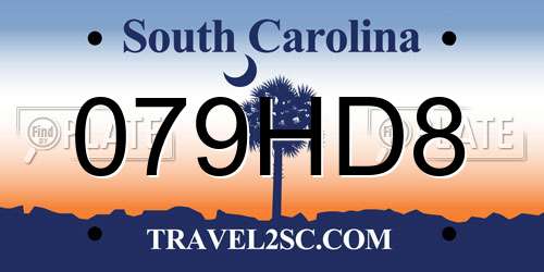 079HD8 South Carolina License Plate