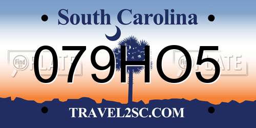 079HO5 South Carolina License Plate