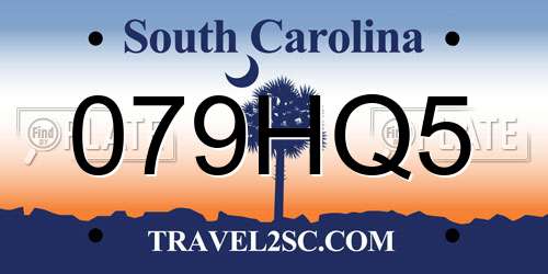 079HQ5 South Carolina License Plate