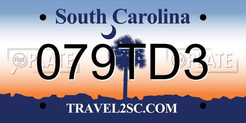 079TD3 South Carolina License Plate