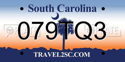 079TQ3 South Carolina License Plate