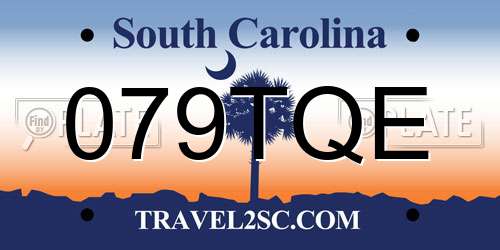 079TQE South Carolina License Plate