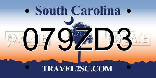 079ZD3 South Carolina License Plate