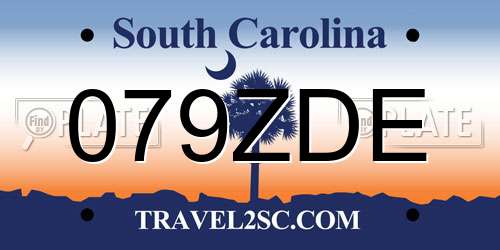 079ZDE South Carolina License Plate