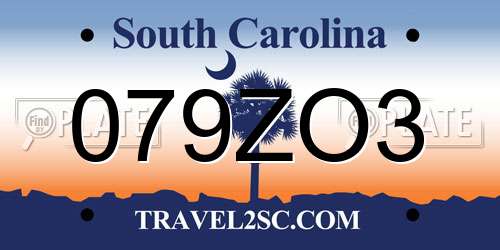 079ZO3 South Carolina License Plate