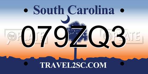 079ZQ3 South Carolina License Plate