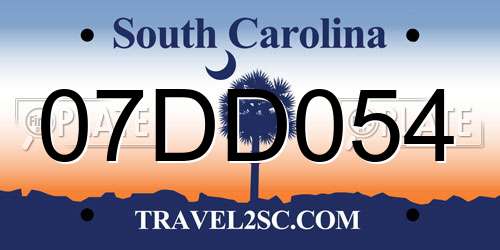 07DD054 South Carolina License Plate
