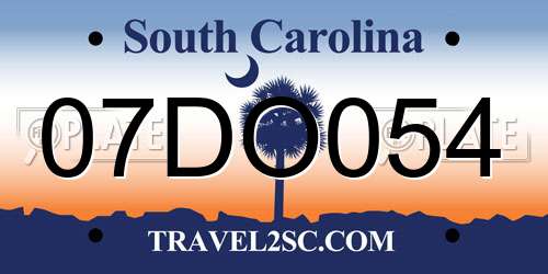 07DO054 South Carolina License Plate