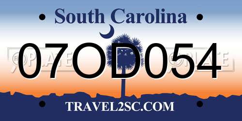 07OD054 South Carolina License Plate