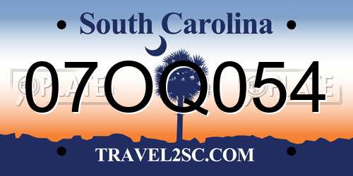 07OQ054 South Carolina License Plate