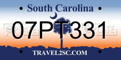07PT331 South Carolina License Plate