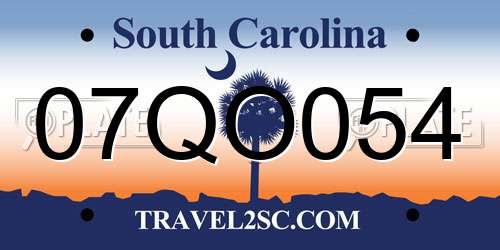 07QO054 South Carolina License Plate