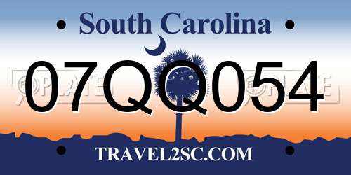 07QQ054 South Carolina License Plate