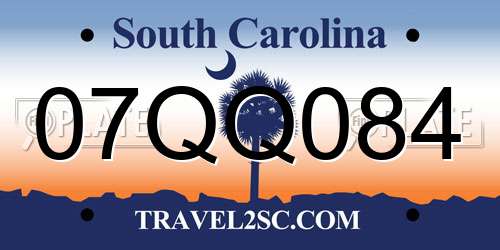 07QQ084 South Carolina License Plate