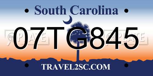 07TG845 South Carolina License Plate
