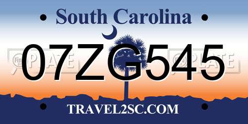 07ZG545 South Carolina License Plate