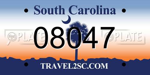 08047 South Carolina License Plate