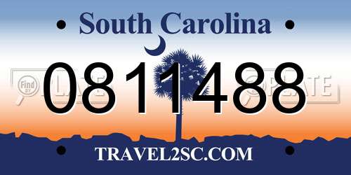 0811488 South Carolina License Plate