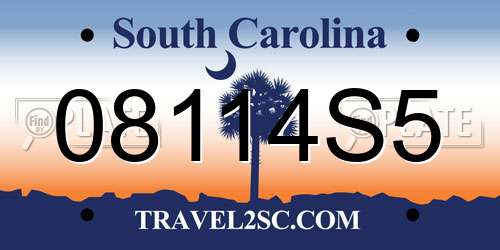 08114S5 South Carolina License Plate