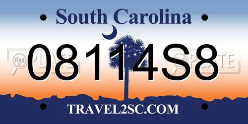 08114S8 South Carolina License Plate