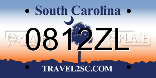 0812ZL South Carolina License Plate