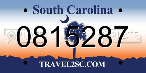 0815287 South Carolina License Plate