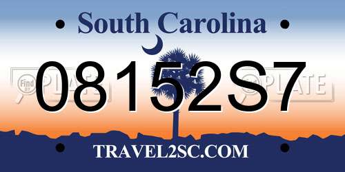 08152S7 South Carolina License Plate