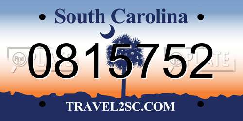 0815752 South Carolina License Plate