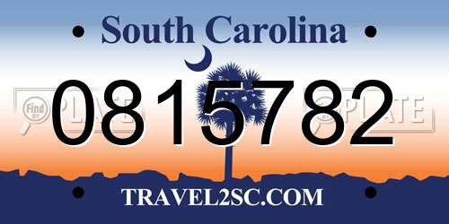 0815782 South Carolina License Plate
