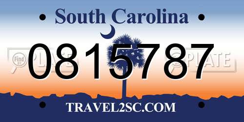 0815787 South Carolina License Plate