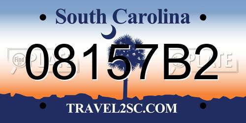 08157B2 South Carolina License Plate