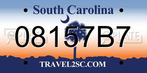08157B7 South Carolina License Plate