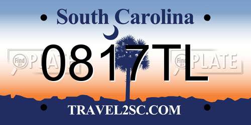 0817TL South Carolina License Plate