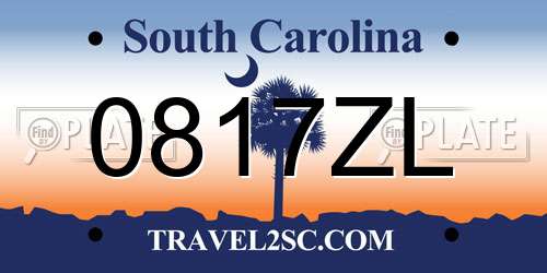 0817ZL South Carolina License Plate