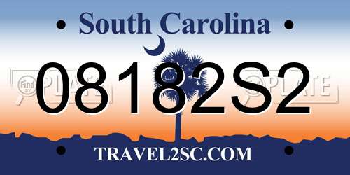 08182S2 South Carolina License Plate