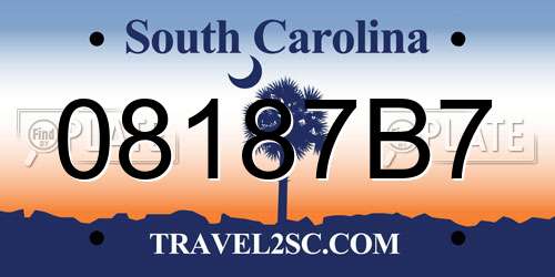 08187B7 South Carolina License Plate