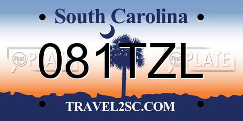 081TZL South Carolina License Plate