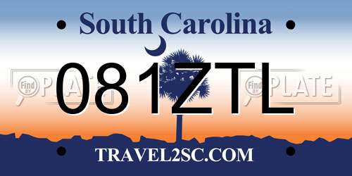 081ZTL South Carolina License Plate